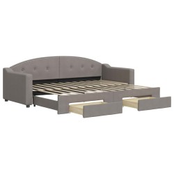 Lit de jour avec gigogne et tiroirs sans matelas taupe 80x200cm 