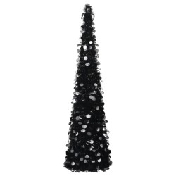 Sapin de Noël artificiel escamotable noir 180 cm PET 