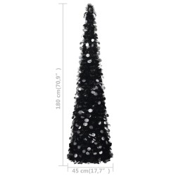 Sapin de Noël artificiel escamotable noir 180 cm PET 