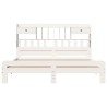 Lit bibliothèque sans matelas blanc 200x200 cm bois pin massif 