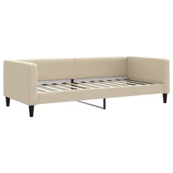 Lit de jour avec gigogne et tiroirs crème 100x200 cm tissu 