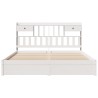 Lit bibliothèque sans matelas blanc 200x200 cm bois pin massif 