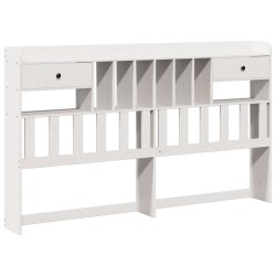 Lit bibliothèque sans matelas blanc 200x200 cm bois pin massif 