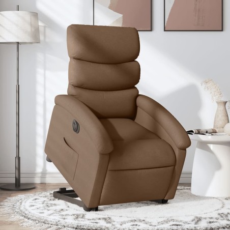Fauteuil inclinable électrique marron tissu 