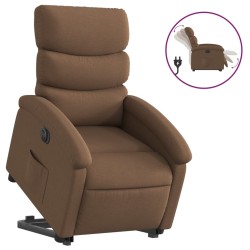 Fauteuil inclinable électrique marron tissu 