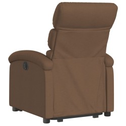 Fauteuil inclinable électrique marron tissu 