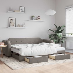 Lit de jour avec gigogne et tiroirs sans matelas taupe 80x200cm 