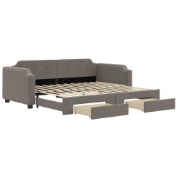 Lit de jour avec gigogne et tiroirs sans matelas taupe 80x200cm 