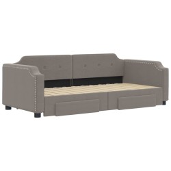 Lit de jour avec gigogne et tiroirs sans matelas taupe 80x200cm 