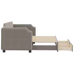 Lit de jour avec gigogne et tiroirs sans matelas taupe 80x200cm 