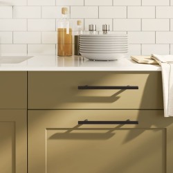 Poignées d'armoire 20 pcs noir 160 mm acier inoxydable 