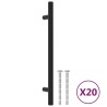 Poignées d'armoire 20 pcs noir 160 mm acier inoxydable 