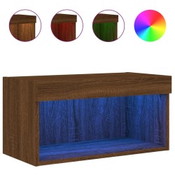 Meuble TV avec lumières LED chêne marron 60x30x30 cm 