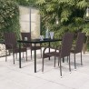 Ensemble à manger de jardin 5 pcs Marron et noir 