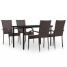 Ensemble à manger de jardin 5 pcs Marron et noir 