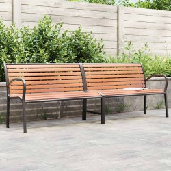 Banc de jardin marron 231 cm bois et acier enduit de poudre 