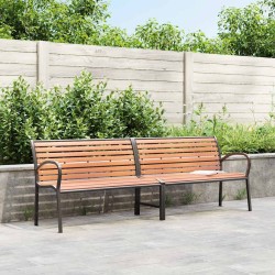 Banc de jardin marron 231 cm bois et acier enduit de poudre 