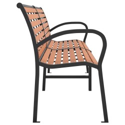 Banc de jardin marron 231 cm bois et acier enduit de poudre 