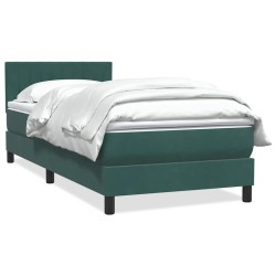 Sommier à lattes de lit et matelas vert foncé 90x210 cm velours 