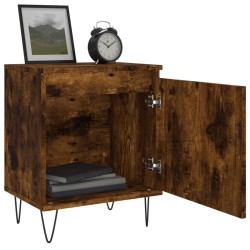 Table de chevet chêne fumé 40x30x50 cm bois d'ingénierie 