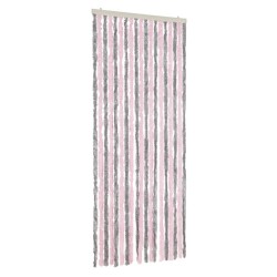 Rideau anti-mouches gris argenté et rose 56x185 cm chenille 