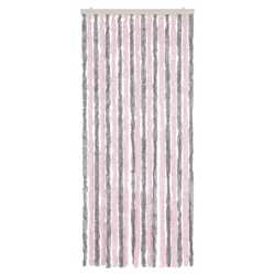 Rideau anti-mouches gris argenté et rose 56x185 cm chenille 