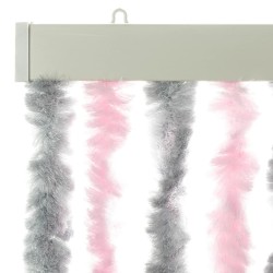 Rideau anti-mouches gris argenté et rose 56x185 cm chenille 