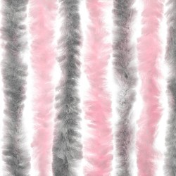 Rideau anti-mouches gris argenté et rose 56x185 cm chenille 