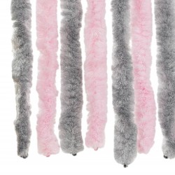 Rideau anti-mouches gris argenté et rose 56x185 cm chenille 