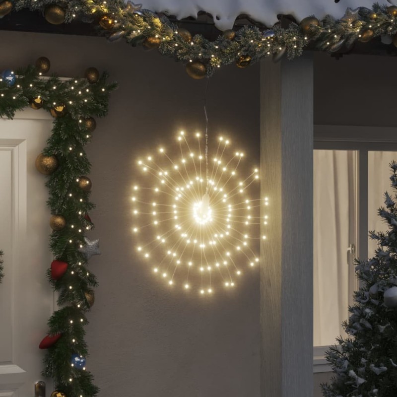 Étoile rayonnante de Noël 140 LED 2 pcs blanc chaud 17 cm 