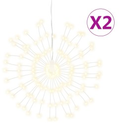 Étoile rayonnante de Noël 140 LED 2 pcs blanc chaud 17 cm 