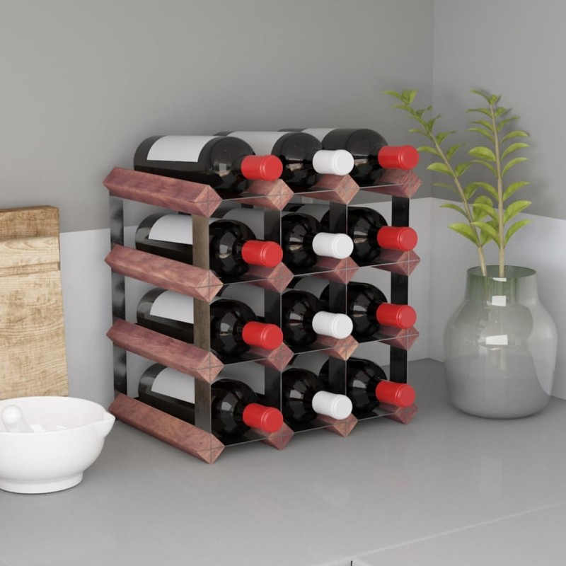 Casier à bouteilles pour 12 bouteilles Marron Bois pin solide 