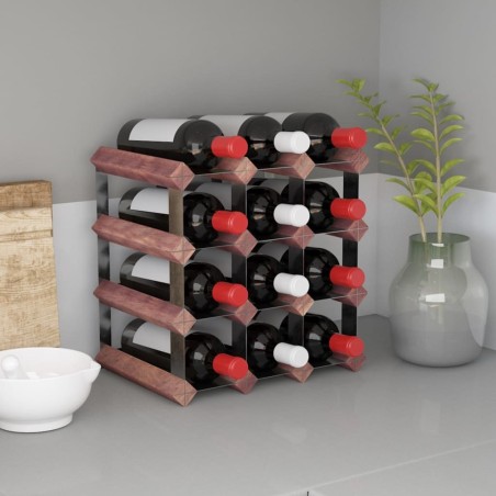 Casier à bouteilles pour 12 bouteilles Marron Bois pin solide 