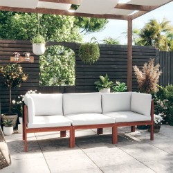 Canapé de jardin à 3 places avec coussin Bois d'acacia massif 