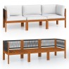 Canapé de jardin à 3 places avec coussin Bois d'acacia massif 