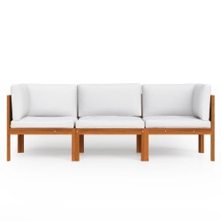 Canapé de jardin à 3 places avec coussin Bois d'acacia massif 