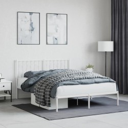 Cadre de lit métal sans matelas et tête de lit blanc 140x200 cm 