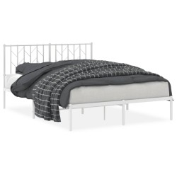 Cadre de lit métal sans matelas et tête de lit blanc 140x200 cm 