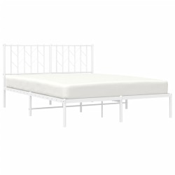 Cadre de lit métal sans matelas et tête de lit blanc 140x200 cm 