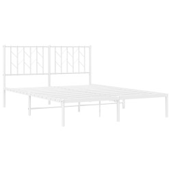 Cadre de lit métal sans matelas et tête de lit blanc 140x200 cm 
