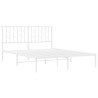 Cadre de lit métal sans matelas et tête de lit blanc 140x200 cm 