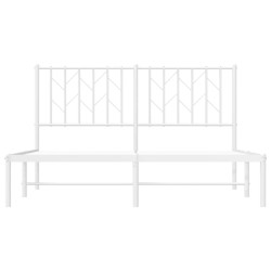 Cadre de lit métal sans matelas et tête de lit blanc 140x200 cm 