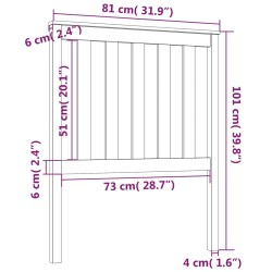 Tête de lit Noir 81x6x101 cm Bois massif de pin 