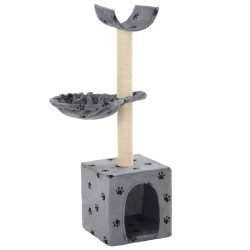 Arbre à chat et griffoir Sisal 105 cm Empreintes de pattes Gris 