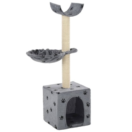Arbre à chat et griffoir Sisal 105 cm Empreintes de pattes Gris 