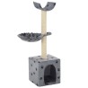 Arbre à chat et griffoir Sisal 105 cm Empreintes de pattes Gris 