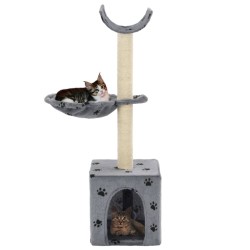 Arbre à chat et griffoir Sisal 105 cm Empreintes de pattes Gris 