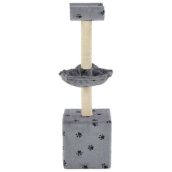 Arbre à chat et griffoir Sisal 105 cm Empreintes de pattes Gris 