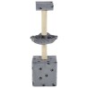 Arbre à chat et griffoir Sisal 105 cm Empreintes de pattes Gris 
