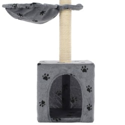 Arbre à chat et griffoir Sisal 105 cm Empreintes de pattes Gris 